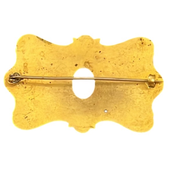 Antique Victorian Gold Plated Amethyst Crystal Stone Brooch W Crescent Moons - Picture 8 of 8